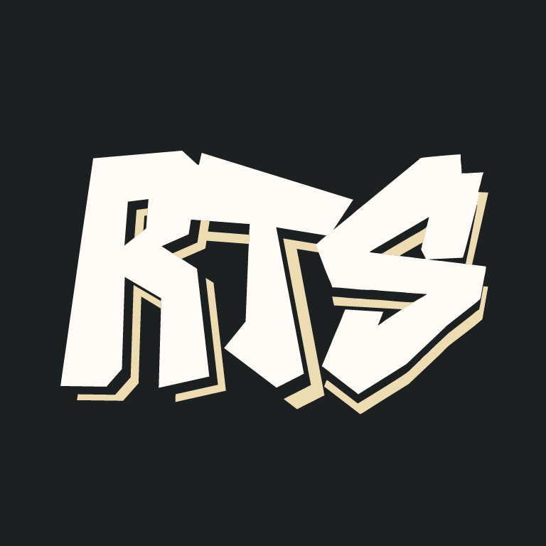 The initials RTS in a graffiti style with a
secondary color as a drop shadow.